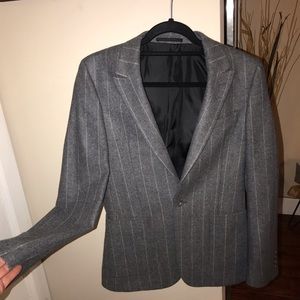 ASOS Skinny Blazer in Wool Mix Gray Pinstripe